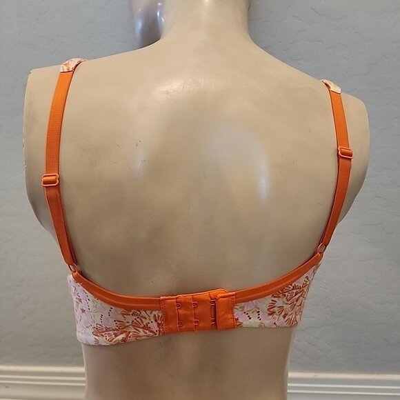 Victorias Secret Lined Perfect Coverage Bra 36D Orange Underwire - Picture 2 of 3